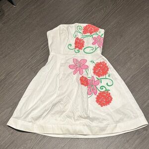 Lilly Pulitzer White Dress with Pink and Red Floral Accents
